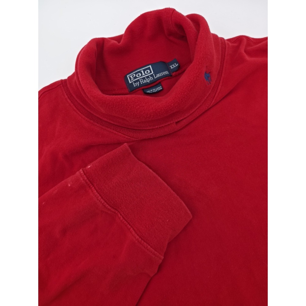 Polo Ralph Lauren Mens XXL Red Cotton Turtleneck Long Sleeve Pony Logo Sweater